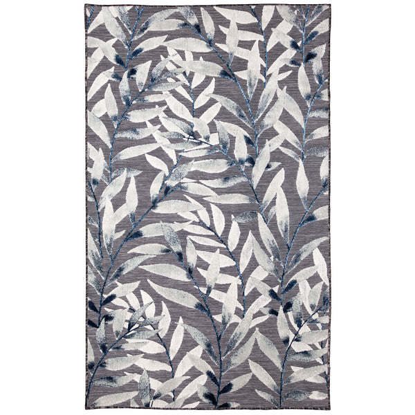Trans-Ocean Liora Manne Canyon Vines Casual Indoor/Outdoor Power Loomed 87% Polypropylene/13% Polyester Rug Charcoal 7'8" x 9'10"
