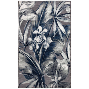 Trans-Ocean Liora Manne Canyon Tropical Leaf Casual Indoor/Outdoor Power Loomed 87% Polypropylene/13% Polyester Rug Charcoal 7'8" x 9'10"