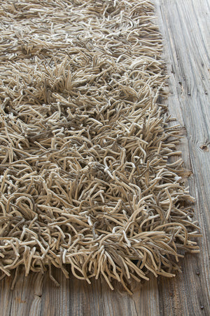 Chandra Rugs Cyrah 100% Wool Hand-Woven Contemporary Shag Rug Taupe/Tan/Ivory 9' x 13'