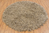 Chandra Rugs Cyrah 100% Wool Hand-Woven Contemporary Shag Rug Taupe/Tan/Ivory 7'9 Round