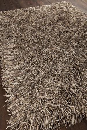 Chandra Rugs Cyrah 100% Wool Hand-Woven Contemporary Shag Rug Taupe/Tan/Ivory 9' x 13'