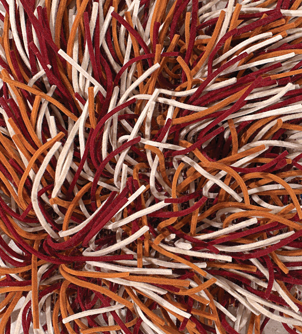 Chandra Rugs Cyrah 100% Wool Hand-Woven Contemporary Shag Rug Red/Orange/Ivory 9' x 13'