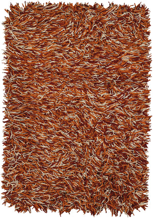 Chandra Rugs Cyrah 100% Wool Hand-Woven Contemporary Shag Rug Red/Orange/Ivory 9' x 13'