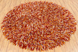 Chandra Rugs Cyrah 100% Wool Hand-Woven Contemporary Shag Rug Red/Orange/Ivory 7'9 Round