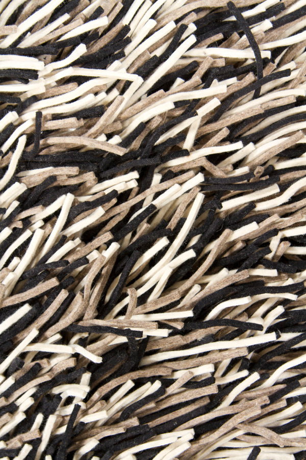 Chandra Rugs Cyrah 100% Wool Hand-Woven Contemporary Shag Rug Black/Taupe/Ivory 9' x 13'