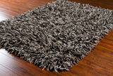Chandra Rugs Cyrah 100% Wool Hand-Woven Contemporary Shag Rug Black/Taupe/Ivory 9' x 13'