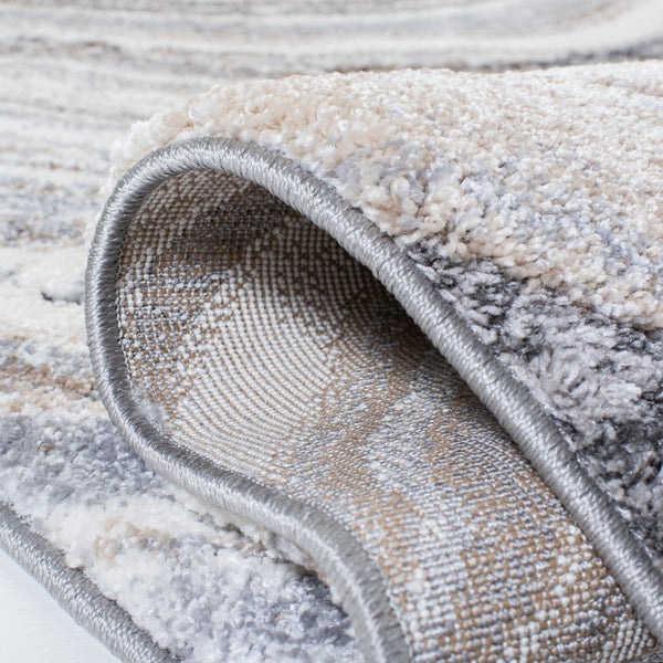 Cyrus Shag 124 Shag & Flokati Power Loomed Polpropylene + Polyester Shrink Rug Ivory / Grey