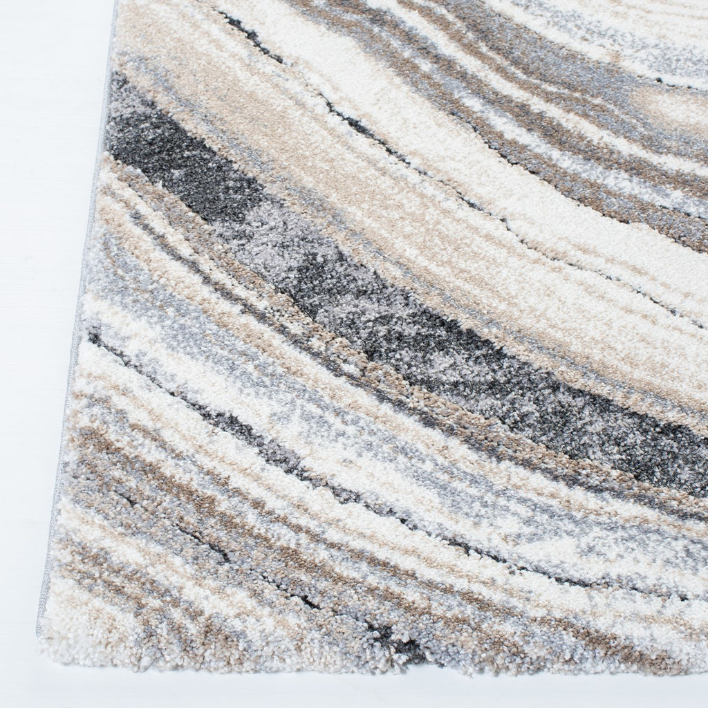 Cyrus Shag 124 Shag & Flokati Power Loomed Polpropylene + Polyester Shrink Rug Ivory / Grey