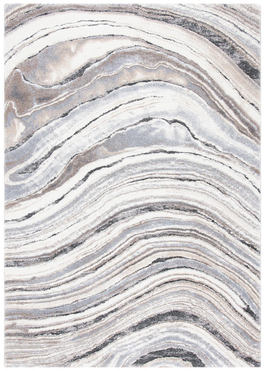 Cyrus Shag 124 Shag & Flokati Power Loomed Polpropylene + Polyester Shrink Rug Ivory / Grey