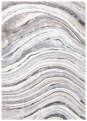 Cyrus Shag 124 Shag & Flokati Power Loomed Polpropylene + Polyester Shrink Rug Ivory / Grey