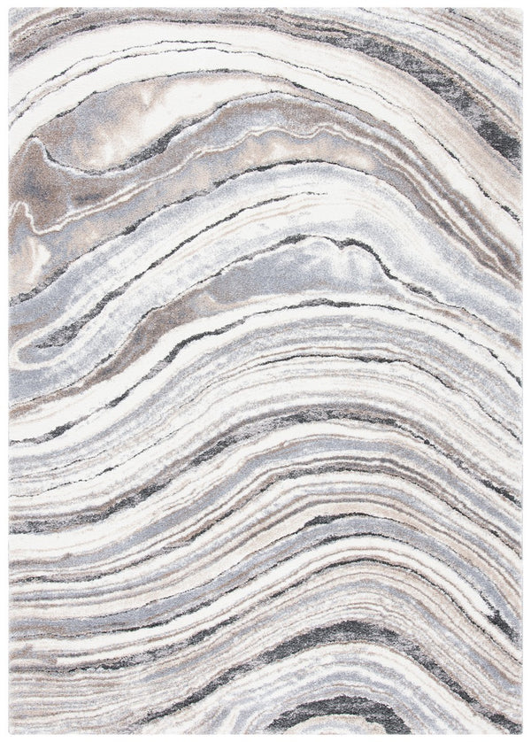 Cyrus Shag 124 Shag & Flokati Power Loomed Polpropylene + Polyester Shrink Rug Ivory / Grey