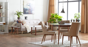 Morty Coffee Table in Matte White with Dark Walnut Base