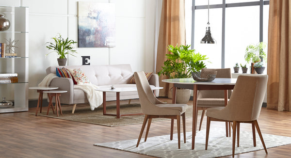 Morty Coffee Table in Matte White with Dark Walnut Base