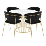 Canary-Tania Contemporary Dining Set in Gold Metal, White Wood and Black Velvet by LumiSource