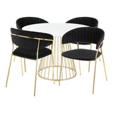 Canary-Tania Contemporary Dining Set in Gold Metal, White Wood and Black Velvet by LumiSource