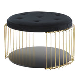 Canary Contemporary/Glam Coffee Table in Black MDF, Black Velvet and Gold Metal by LumiSource