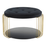 Canary Contemporary/Glam Coffee Table in Black MDF, Black Velvet and Gold Metal by LumiSource