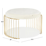 Canary Contemporary/Glam Coffee Table in White MDF, White Velvet and Gold Metal by LumiSource