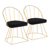 Canary Contemporary Dining/Accent Chair in Gold and Black Velvet by LumiSource - Set of 2