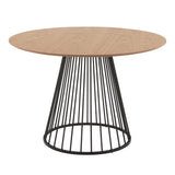 Canary Contemporary Dining Table in Black Metal and Natural Wood Top by LumiSource