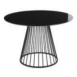 Canary Contemporary Dining Table in Black Metal and Black Wood Top by LumiSource