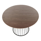 Canary Contemporary Dining Table in Black Metal and Walnut Wood Top by LumiSource