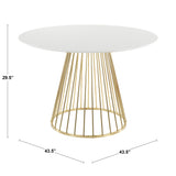 Canary-Tania Contemporary Dining Set in Gold Metal, White Wood and Teal Velvet by LumiSource