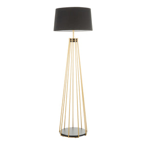 Canary Contemporary Floor Lamp in Gold Metal and Black Shade by LumiSource