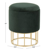 Canary Contemporary/Glam Ottoman in Gold Metal and Green Velvet  by LumiSource