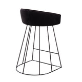 Canary Upholstered Fixed-Height Counter Stool in Black Steel and Black Velvet by LumiSource - Set of 2