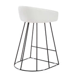Canary Upholstered Fixed-Height Counter Stool in Black Steel and White Velvet by LumiSource - Set of 2