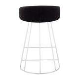 Canary Upholstered Fixed-Height Counter Stool in Silver Steel and Black Velvet by LumiSource - Set of 2