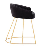 Canary Upholstered Contemporary/Glam Vanity Stool in Gold Steel and Black Velvet by LumiSource