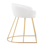 Canary Upholstered Contemporary/Glam Vanity Stool in Gold Steel and White Velvet by LumiSource