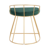 Canary Glam/Contemporary Vanity Stool in Gold Metal and Green Velvet by LumiSource