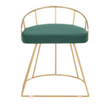 Canary Glam/Contemporary Vanity Stool in Gold Metal and Green Velvet by LumiSource