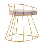 Canary Glam/Contemporary Vanity Stool in Gold Steel and Silver Velvet by LumiSource