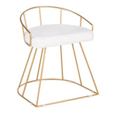 Canary Glam/Contemporary Vanity Stool in Gold Metal and White Velvet by LumiSource