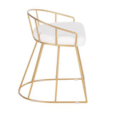 Canary Glam/Contemporary Vanity Stool in Gold Metal and White Velvet by LumiSource