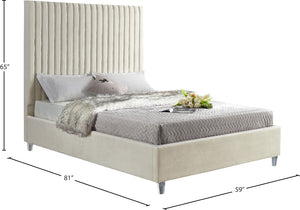 Candace Acrylic / Engineered Wood / Velvet Contemporary Cream Velvet Full Bed - 59" W x 81" D x 65" H