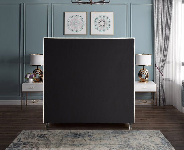 Candace Acrylic / Engineered Wood / Velvet Contemporary Cream Velvet Queen Bed - 65" W x 86" D x 65" H