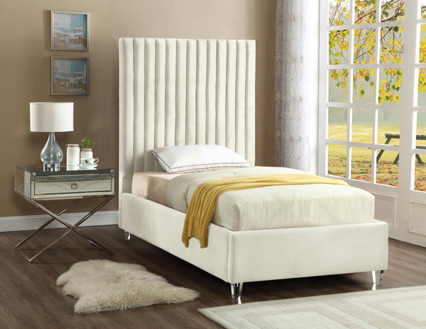 Candace Acrylic / Engineered Wood / Velvet Contemporary  Twin Bed - 44" W x 81" D x 65" H