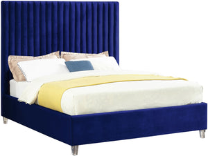 Candace Acrylic / Engineered Wood / Velvet Contemporary Navy Velvet Full Bed - 59" W x 81" D x 65" H