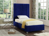 Candace Acrylic / Engineered Wood / Velvet Contemporary Navy Velvet Twin Bed - 44" W x 81" D x 65" H