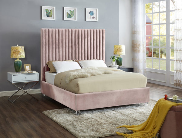Candace Acrylic / Engineered Wood / Velvet Contemporary Pink Velvet Full Bed - 59" W x 81" D x 65" H