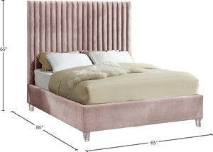 Candace Acrylic / Engineered Wood / Velvet Contemporary Pink Velvet Queen Bed - 65" W x 86" D x 65" H