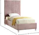 Candace Acrylic / Engineered Wood / Velvet Contemporary Pink Velvet Twin Bed - 44" W x 81" D x 65" H