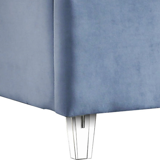 Candace Acrylic / Engineered Wood / Velvet Contemporary Sky Blue Velvet Full Bed - 59" W x 81" D x 65" H