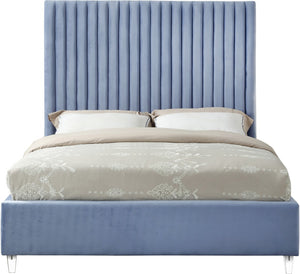 Candace Acrylic / Engineered Wood / Velvet Contemporary Sky Blue Velvet King Bed - 80" W x 86" D x 65" H