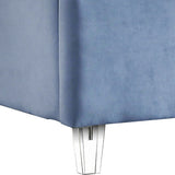 Candace Acrylic / Engineered Wood / Velvet Contemporary Sky Blue Velvet Twin Bed - 44" W x 81" D x 65" H